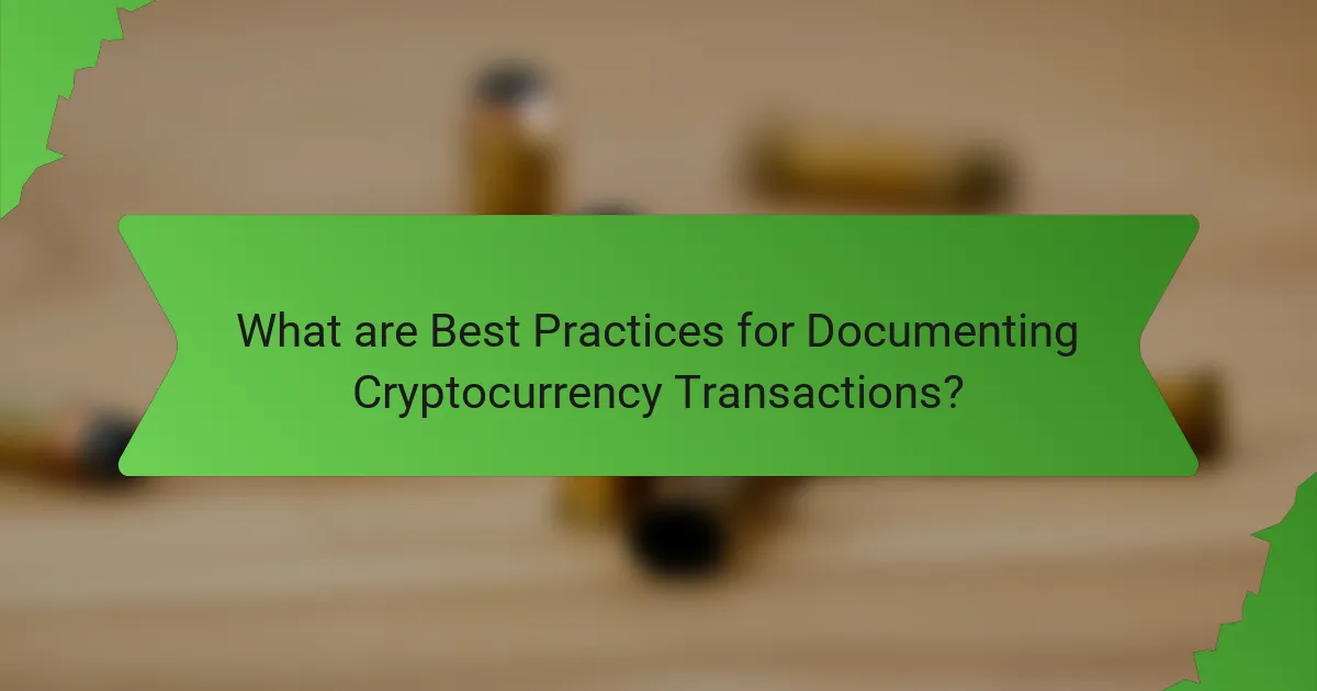 What are Best Practices for Documenting Cryptocurrency Transactions?